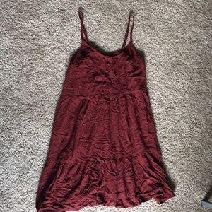 Burnt Orange Button Skater Dress